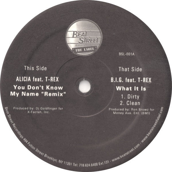 You Don't Know My Name "Remix" / What It Is - Alicia Keys; T-Rex; Notorious B.I.G.; T-Rex | Vinyl Record