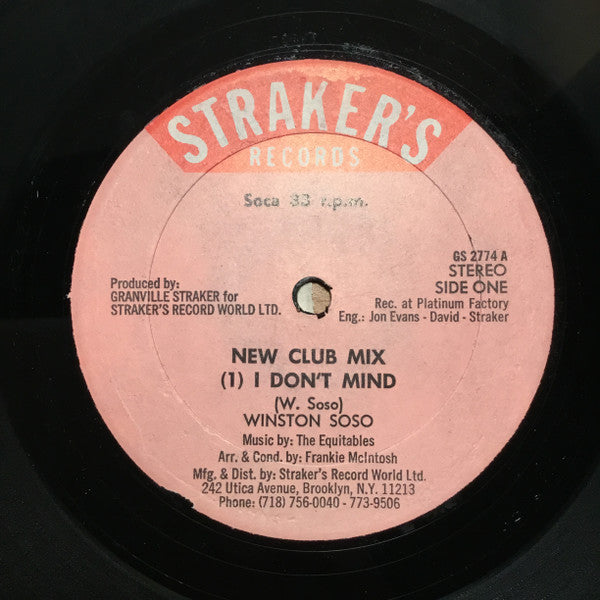 I Don't Mind (New Club Mix) - Winston Soso | LP
