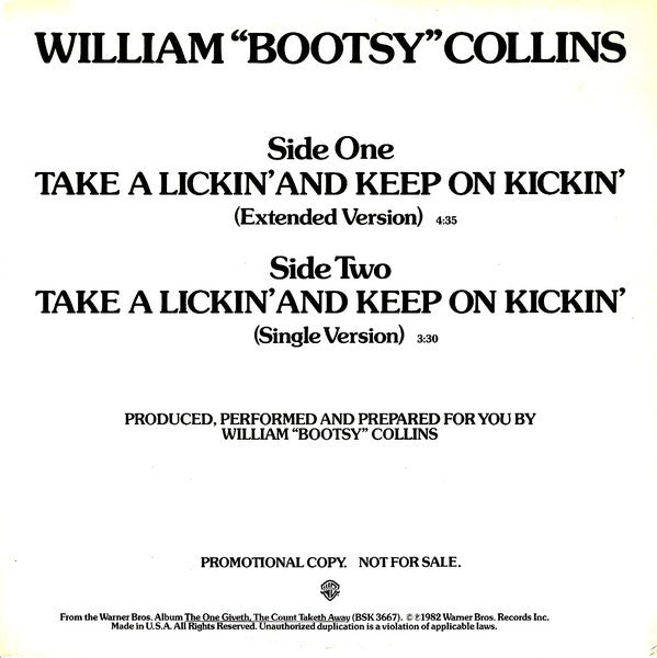 Take A Lickin' And Keep On Kickin' - William Earl Collins | Vinyl Record