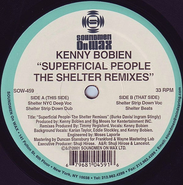 Superficial People (The Shelter Remixes) - Kenny Bobien | Vinyl Record