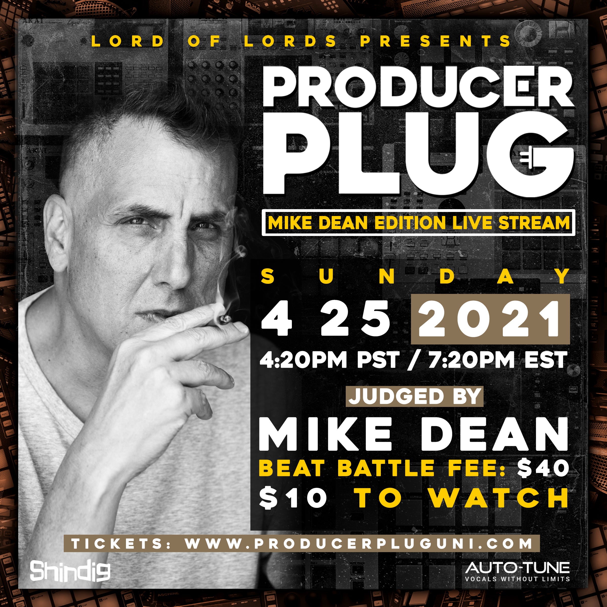 PRODUCERPLUGUNI VIRTUAL BEAT BATTLE "MIKE DEAN 4:22” SUNDAY APRIL 25th, 2021