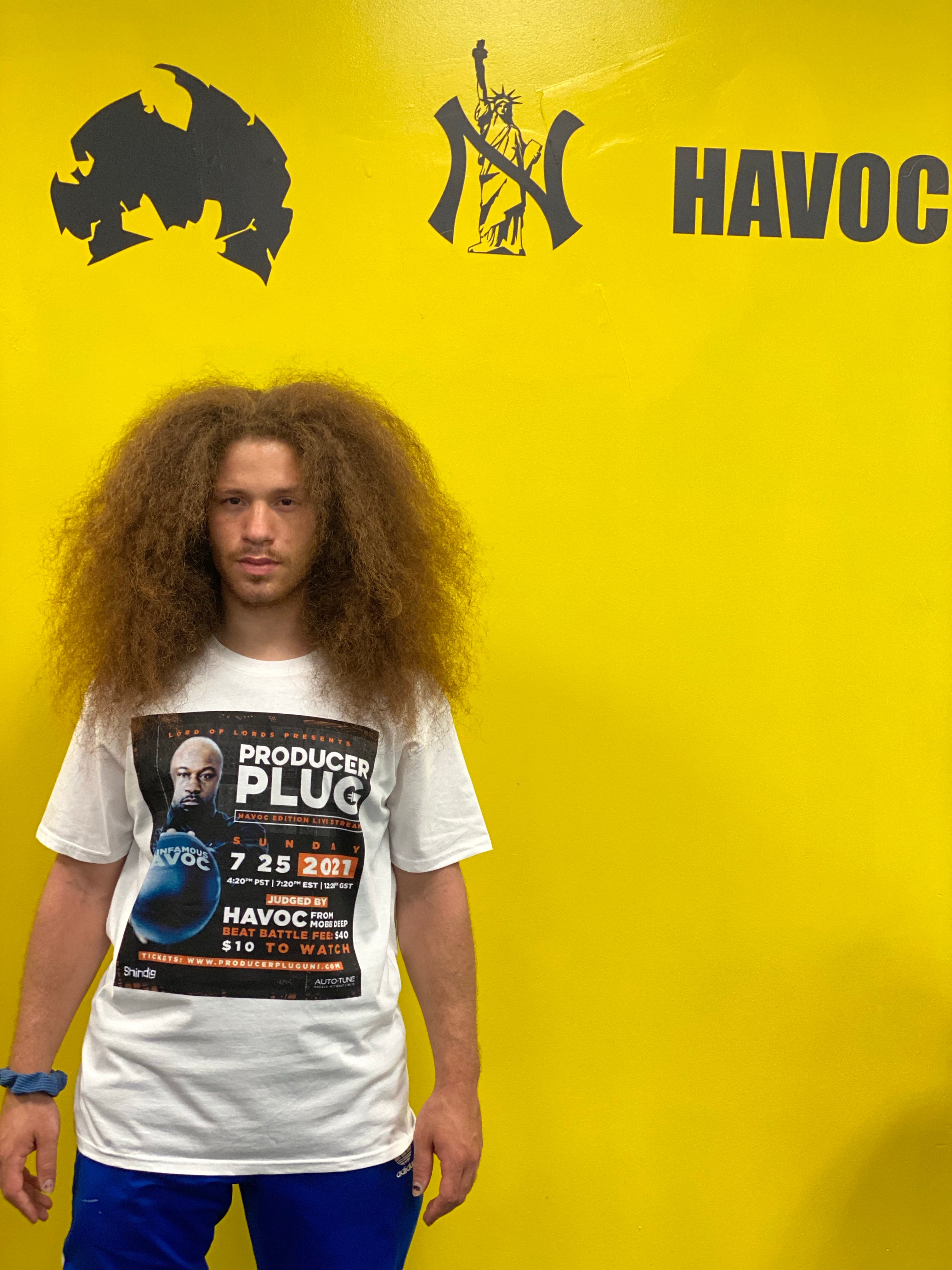 PRODUCERPLUGUNI  VIRTUAL BEAT BATTLE "HAVOC FROM MOBB DEEP ”  MERCH WHITE T SHIRT