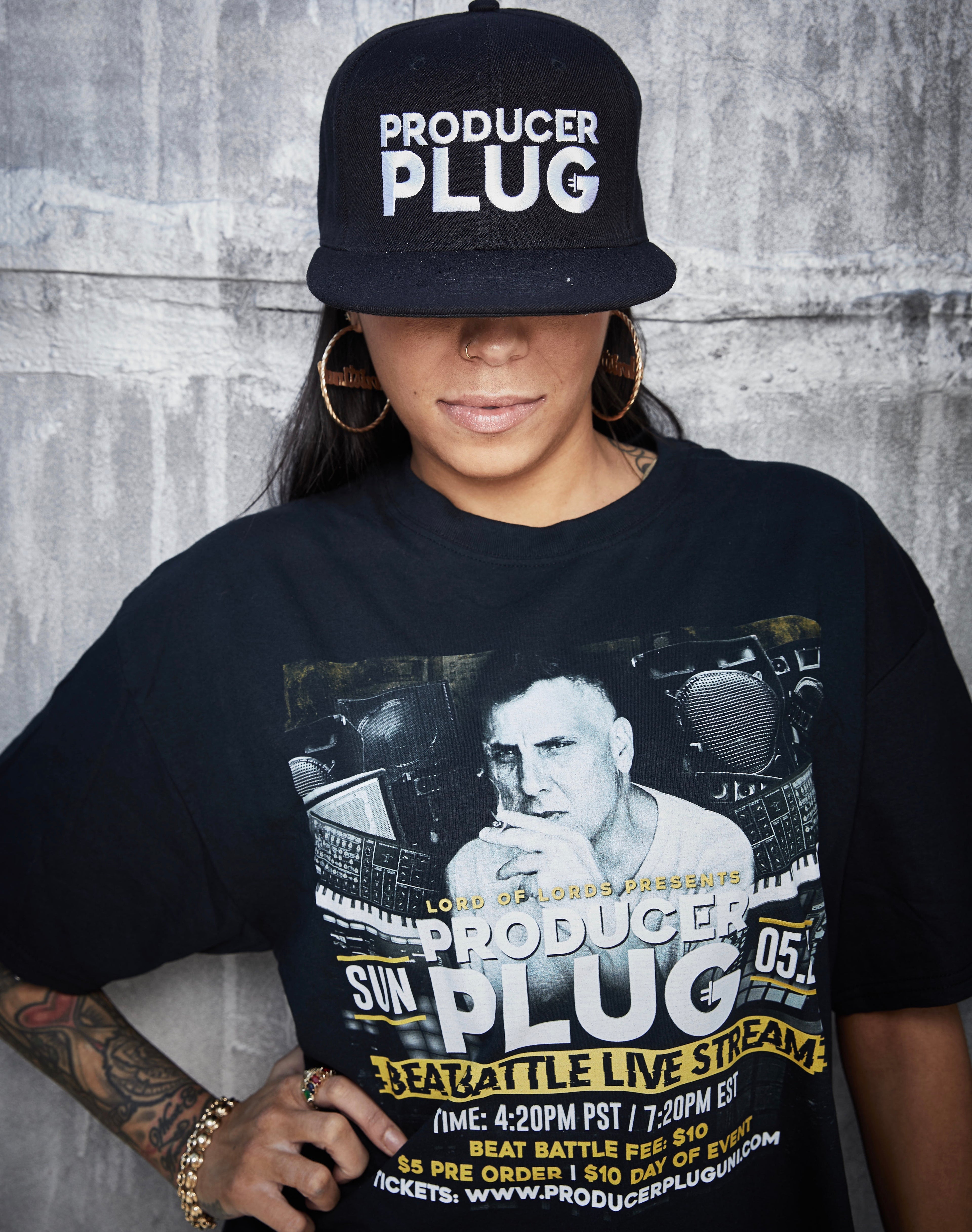 PRODUCER PLUG BLACK SNAPBACK "WHITE TEXT"