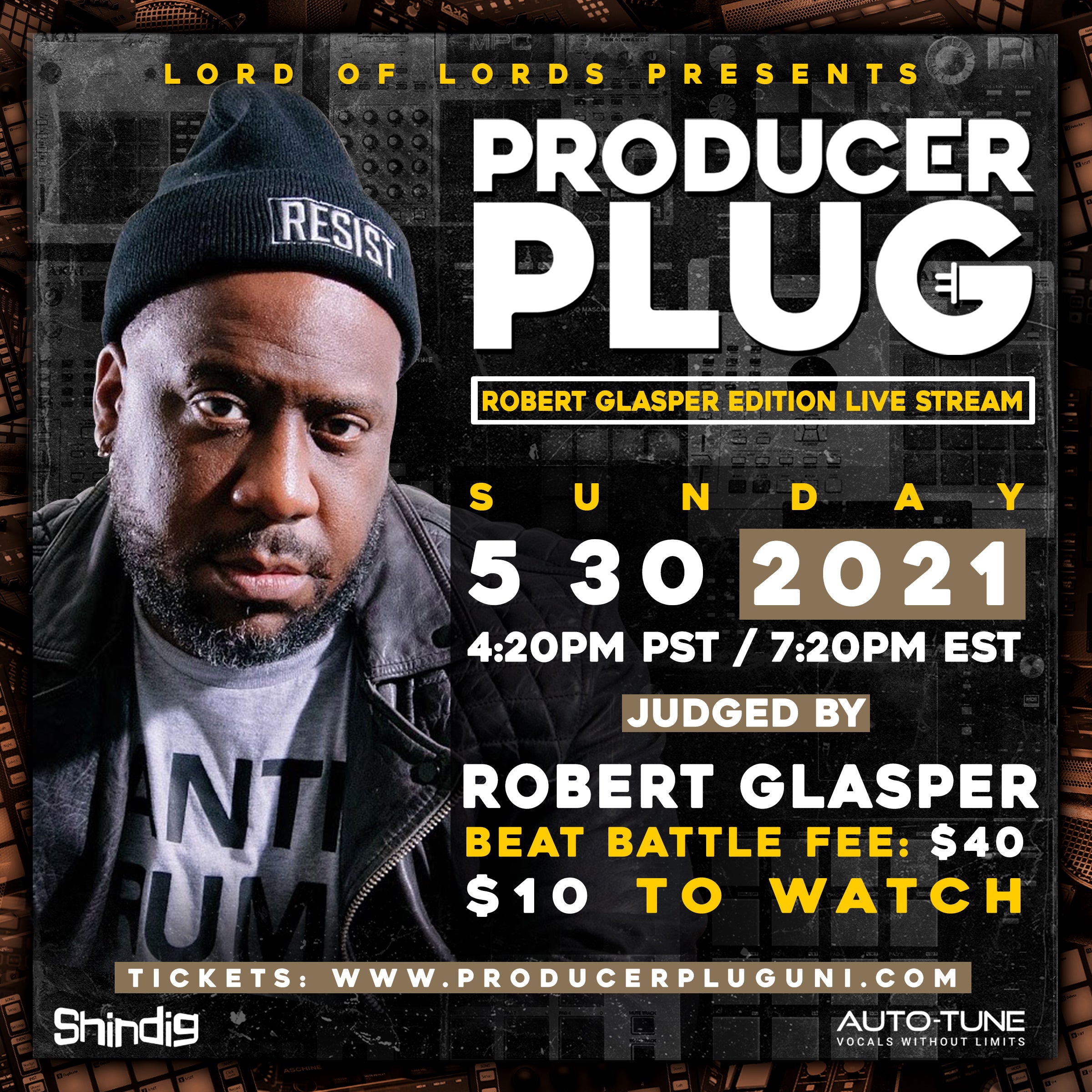 PRODUCERPLUGUNI  VIRTUAL BEAT BATTLE "ROBERT GLASPER ” SUNDAY MAY 30th, 2021