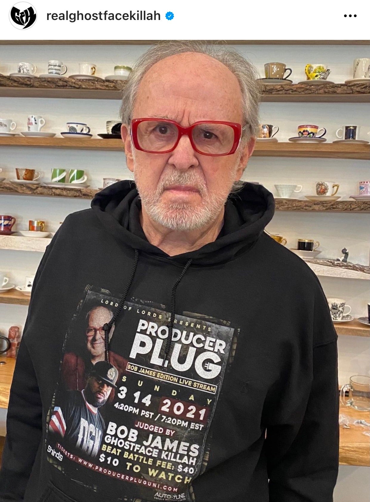 “BOB JAMES EDITION” W GHOSTFACE KILLAH BLACK CHAMPION HOODIE