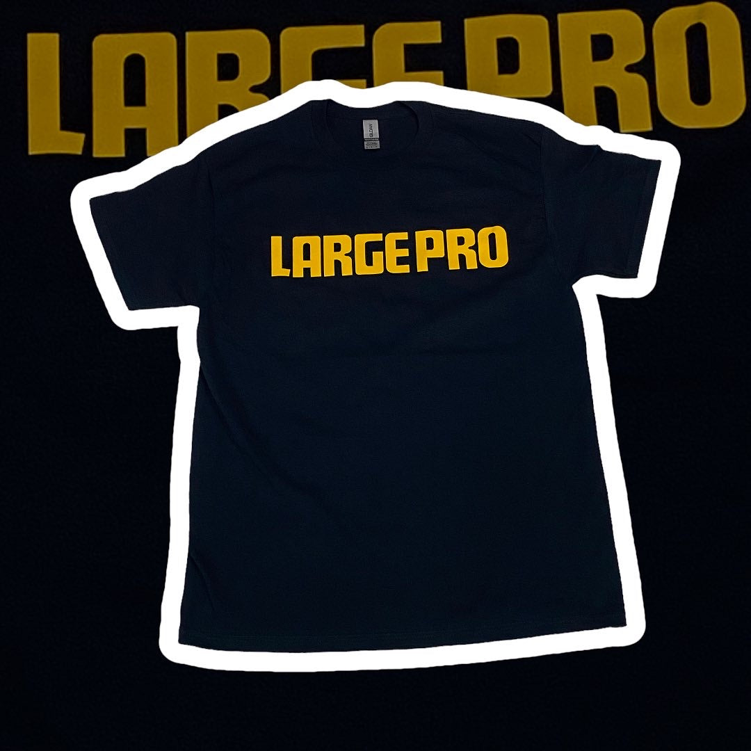 LARGE PRO + PRODUCERPLUG BLACK T SHIRT (YELLOW TEXT)