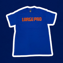 Load image into Gallery viewer, LARGE PRO + PRODUCERPLUG ROYAL T SHIRT (ORANGE TEXT)