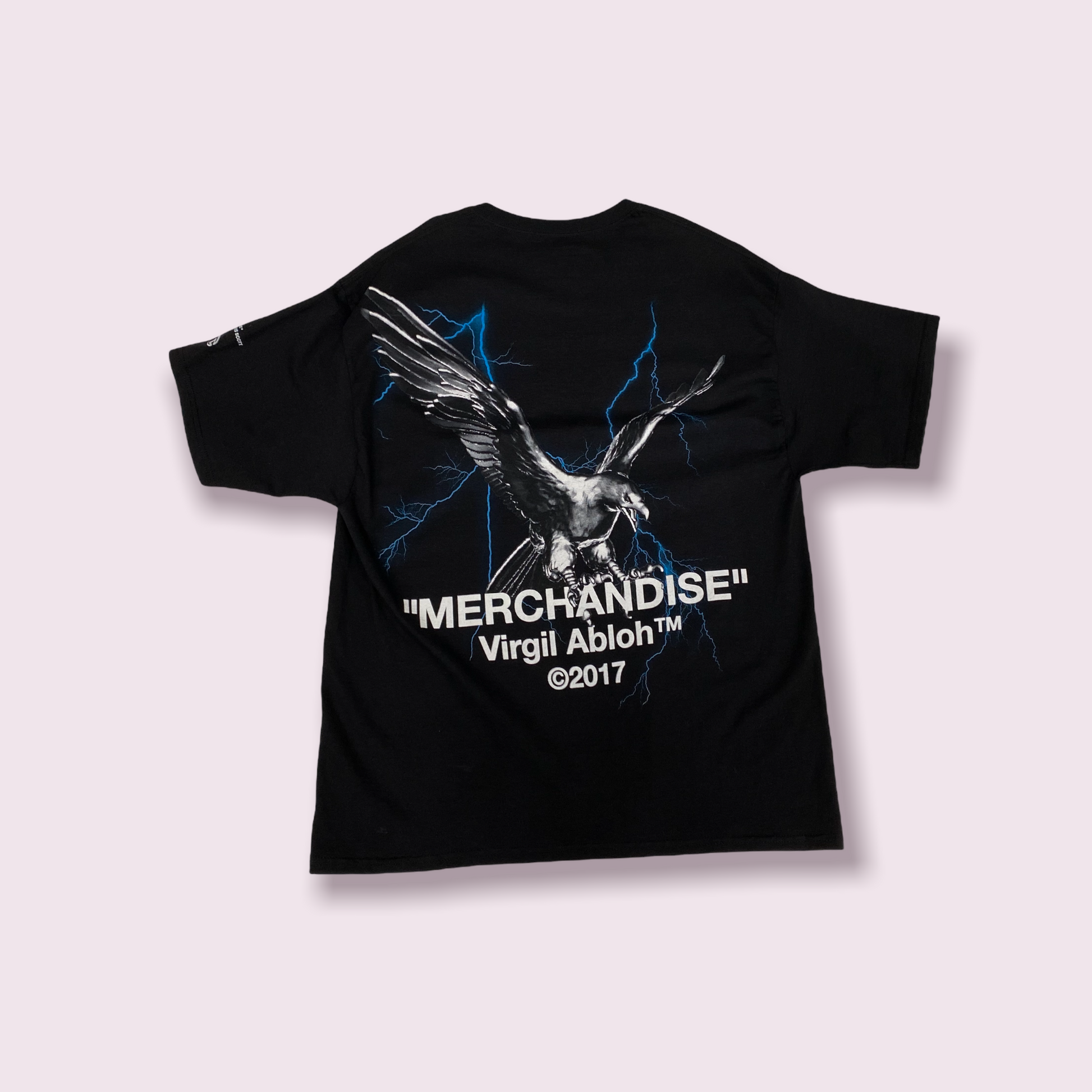 LA FLAMES X VIRGIL ABLOH 2017 “MERCHANDISE” XL CHAMPION BLACK T SHIRT