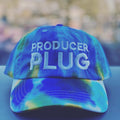 PRODUCER PLUG TYE DYE  BLUE, TURQUOISE , YELLOW & WHITE DAD BACK ( WHITE TEXT)